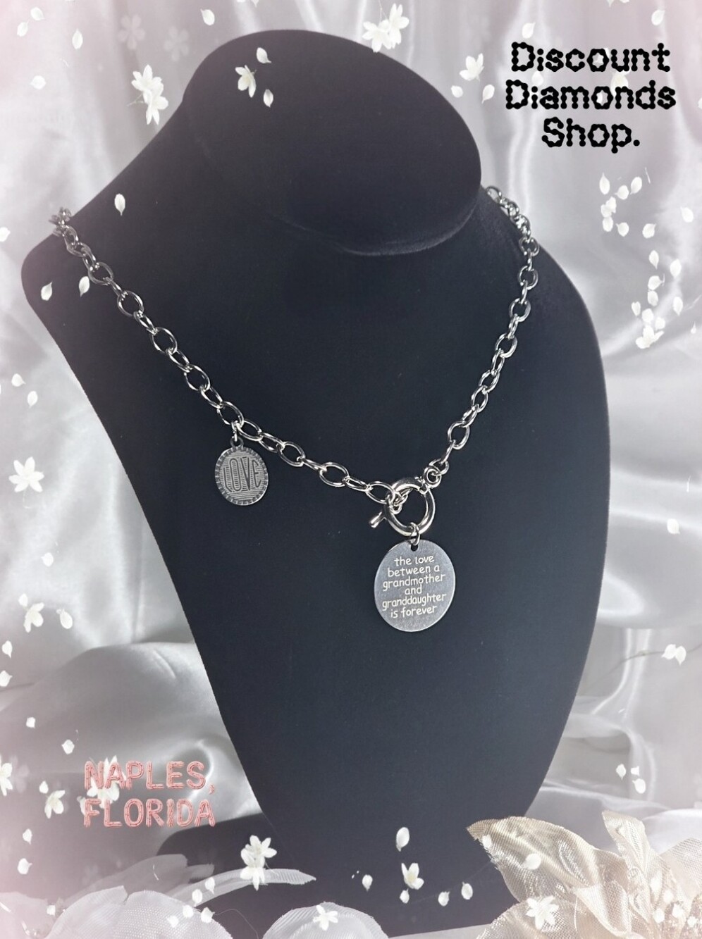 The Love Between Grandmother and Granddaughter Necklace in Sterling Silver
